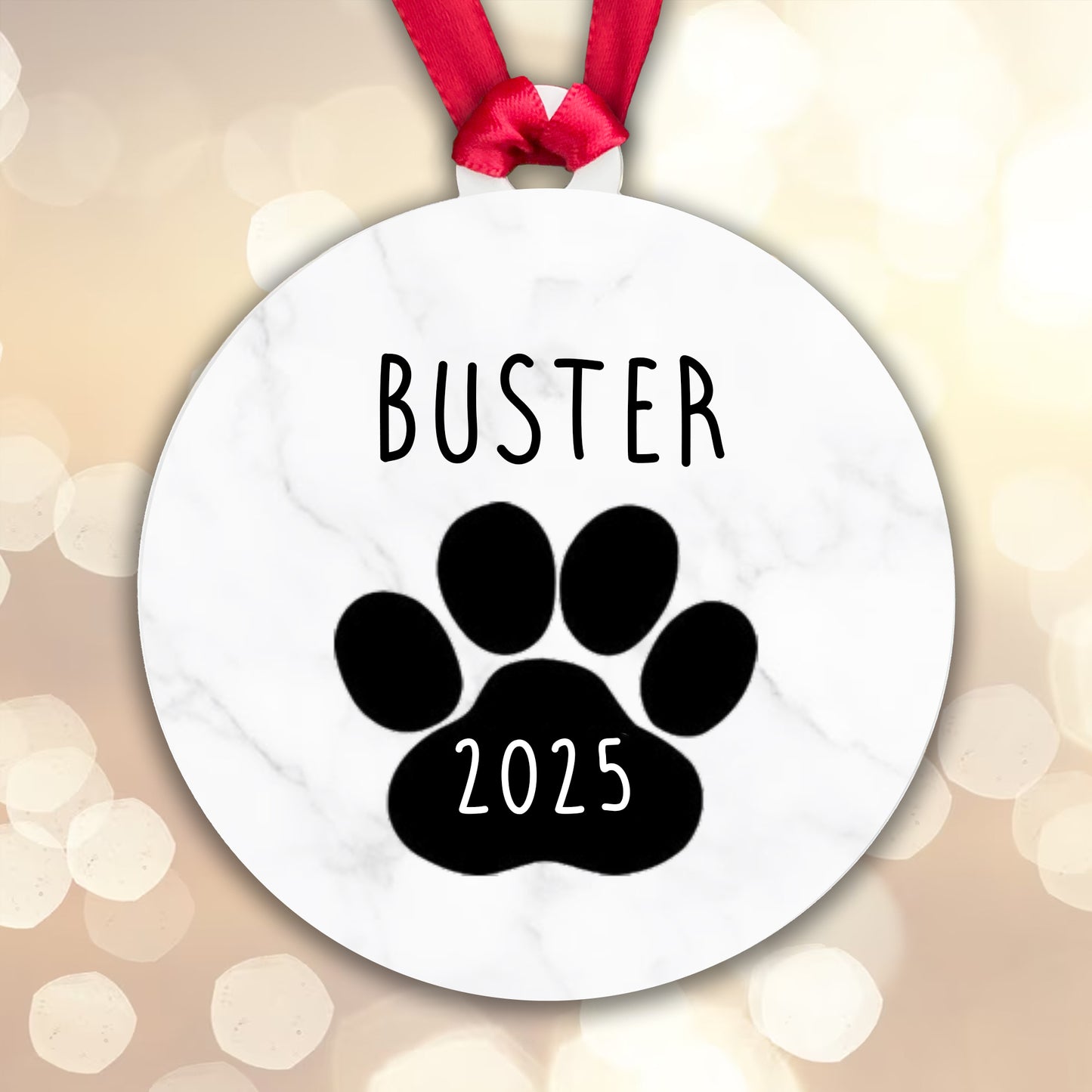 Personalised Acrylic Dog Bauble - Add your name and year!