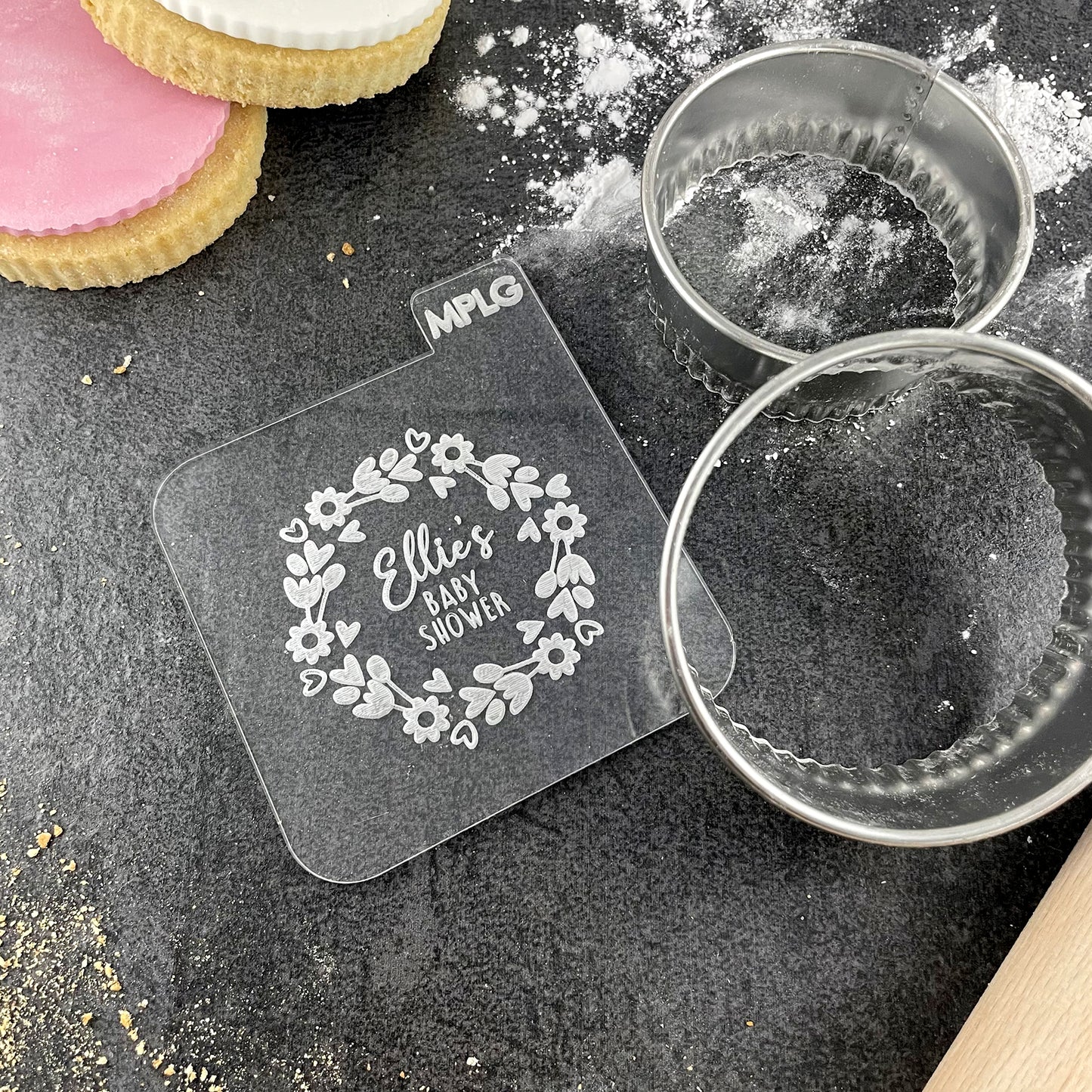 Personalised Baby Shower Icing Stamp Fondant Embosser Stamp for Biscuits, Cookies, Cupcake Topper Decorations Stencil for Baby Shower