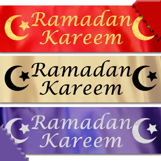 Ramadan Kareem Banner | Eid Decoration | Satin Ribbon Islamic Decor | Eid Ramadan Home Banner | Moon Star