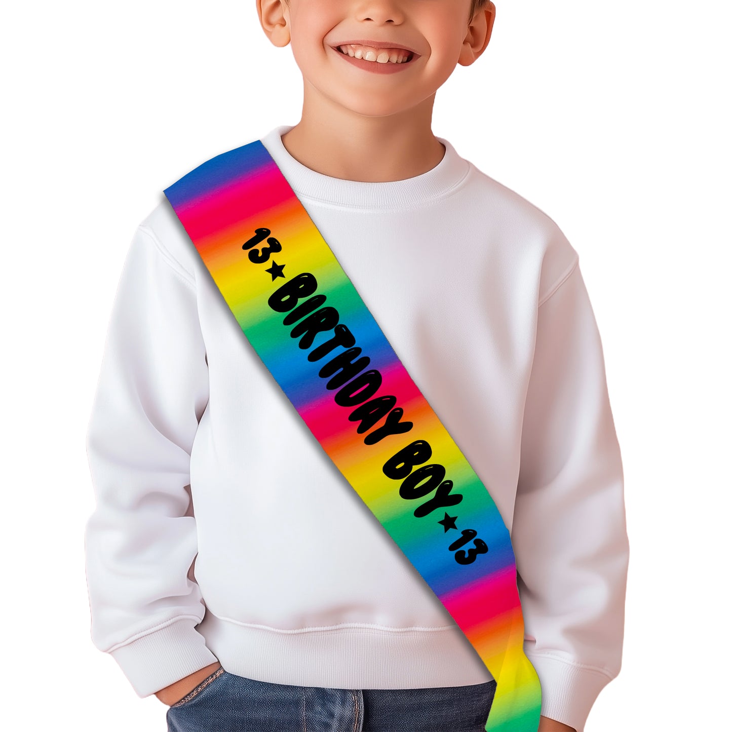 Birthday Boy 13 - 13th Birthday Sash - 13th Birthday Party - Happy Thirteenth Birthday - Teenager Today - Choose from many colours