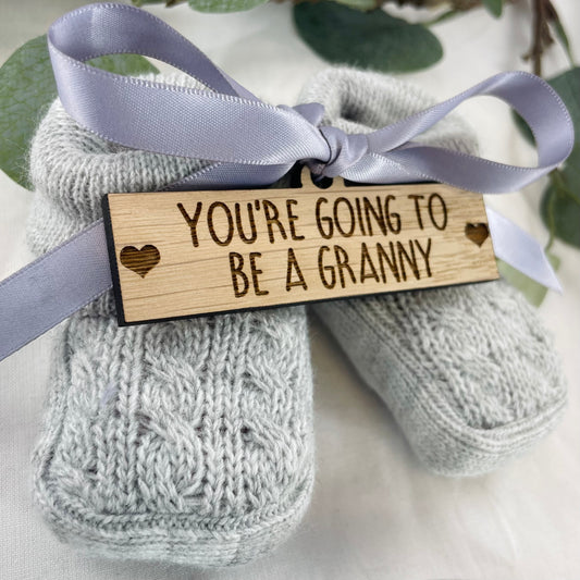 Guess What' Booties - Grey & Gift Boxed - "You're Going to Be..." - A Granny
