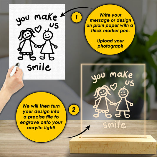 Personalised Acrylic Light Text or Drawing - Multicolour LED