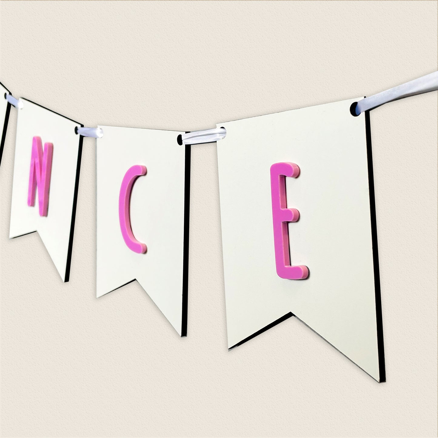 Personalised White Wood Name Bunting with Dinosaurs - Nursery or Child's Room Decor - Add any Name!