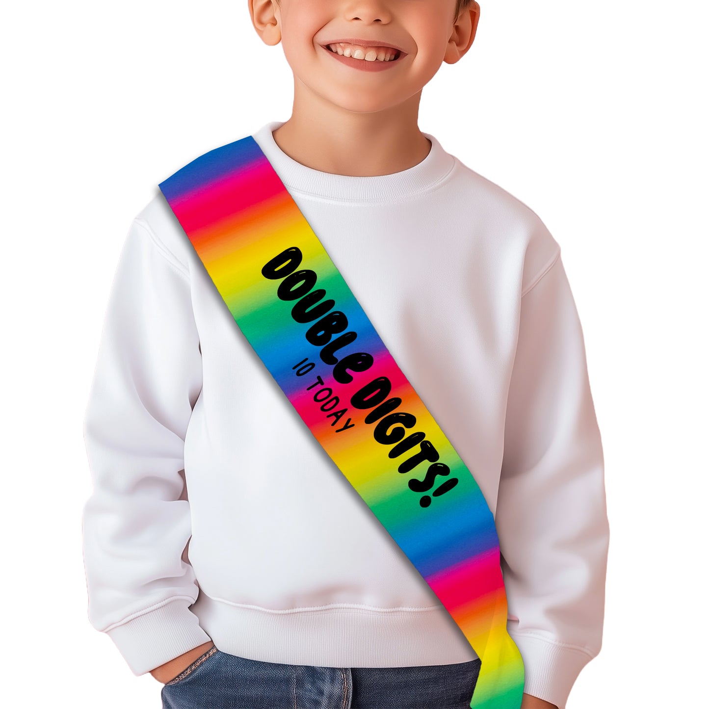 Double Digits 10 Today! - 10th Birthday Sash - 10th Birthday Party - Happy Tenth Birthday - Ten Today - Choose from many colours