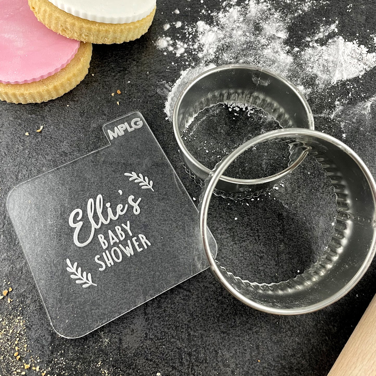 Personalised Baby Shower Icing Stamp Fondant Embosser Stamp for Biscuits, Cookies, Cupcake Topper Decorations Stencil for Baby Shower