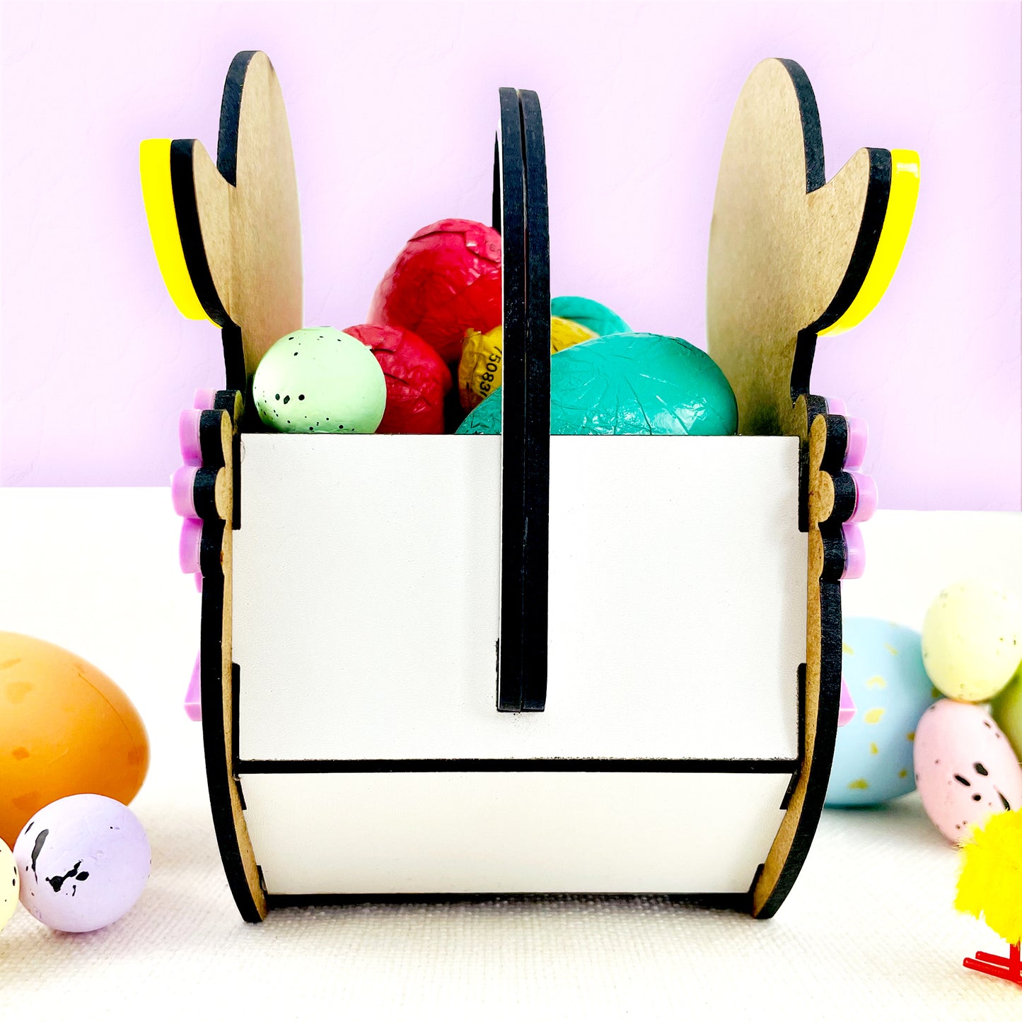 Personalised White Wood Easter Egg Hunt Duck Basket Box - Cute Easter Gift - Easter egg hunt Basket - Spring Duck