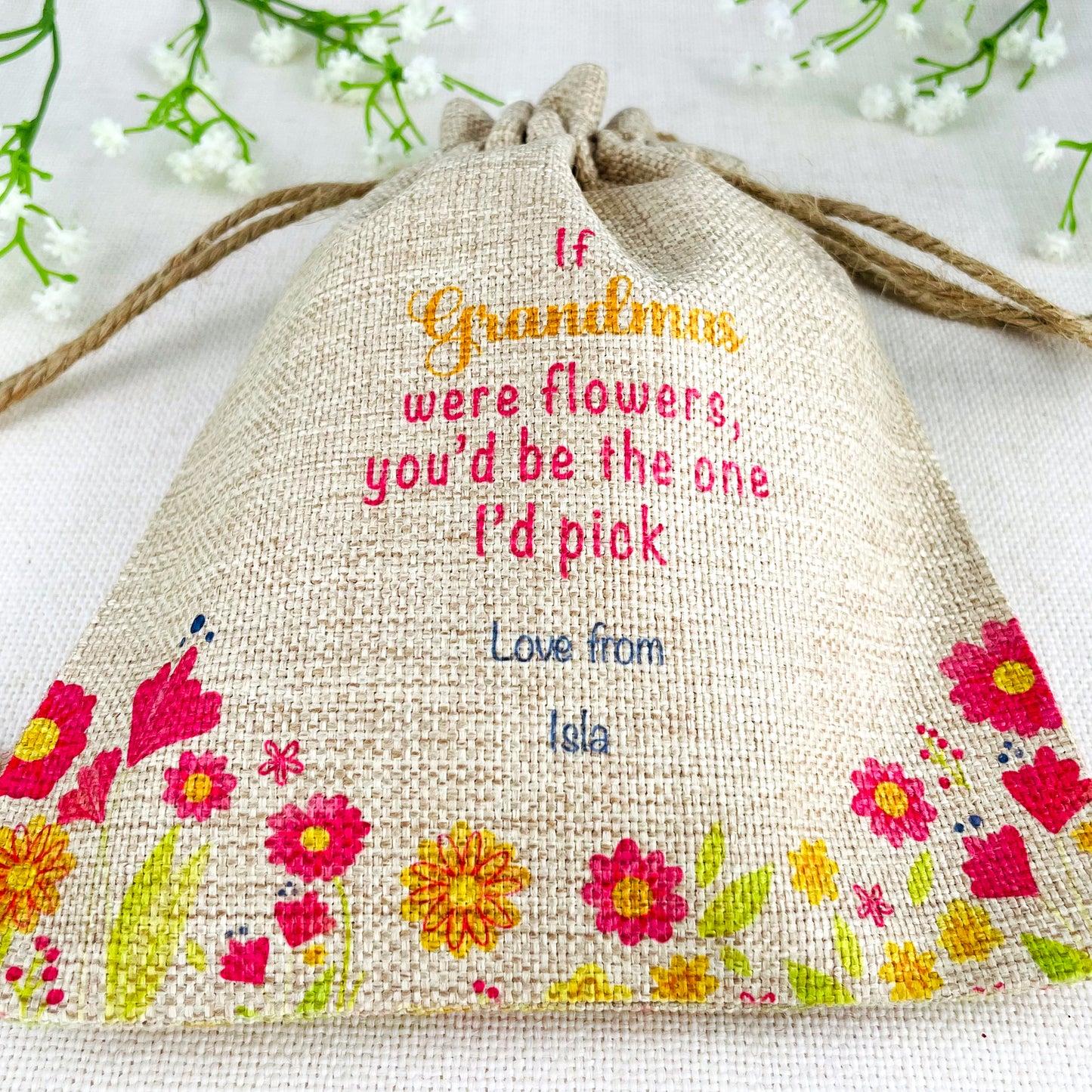 Personalised Flower Seed Bag - If Grandmas were Flowers You'd be The one I'd Pick - Gardening Gift