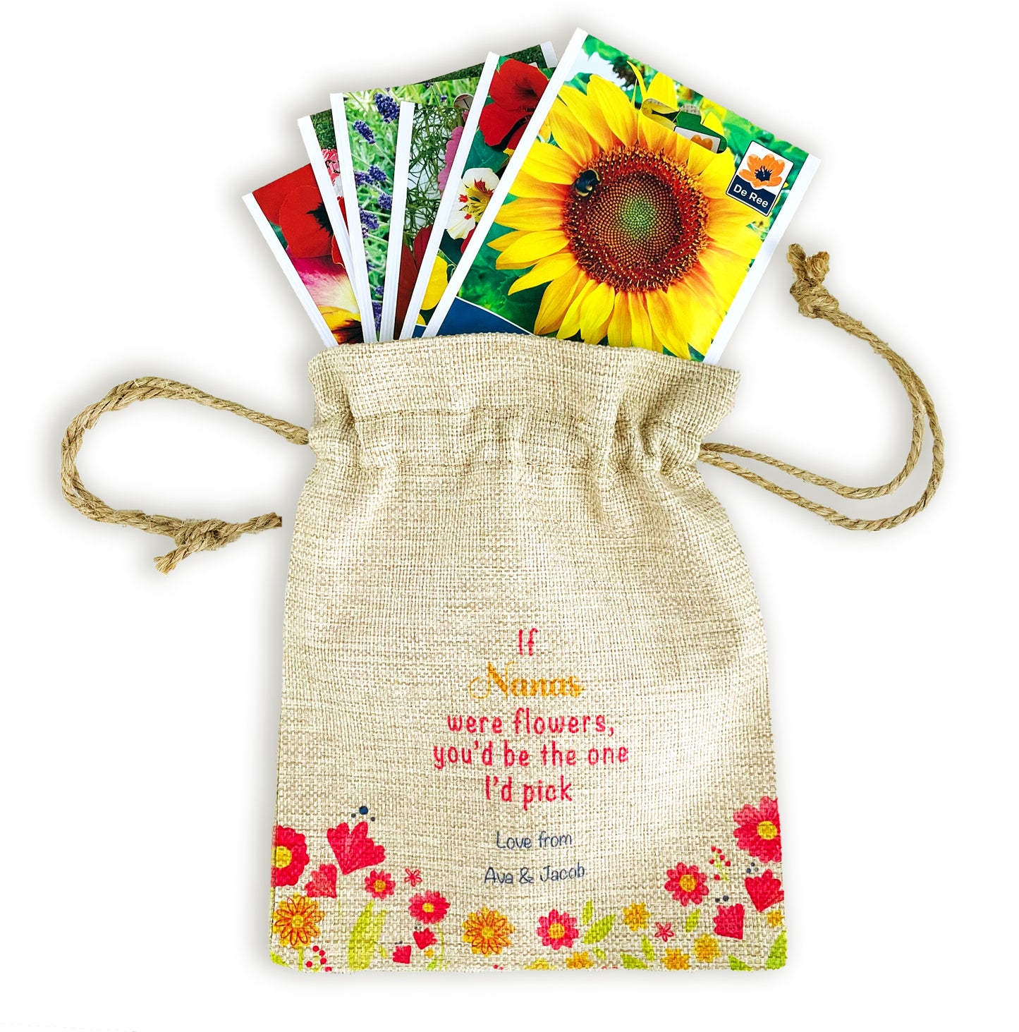 Personalised Flower Seed Bag - If Nanas were Flowers You'd be The one I'd Pick - Gardening Gift