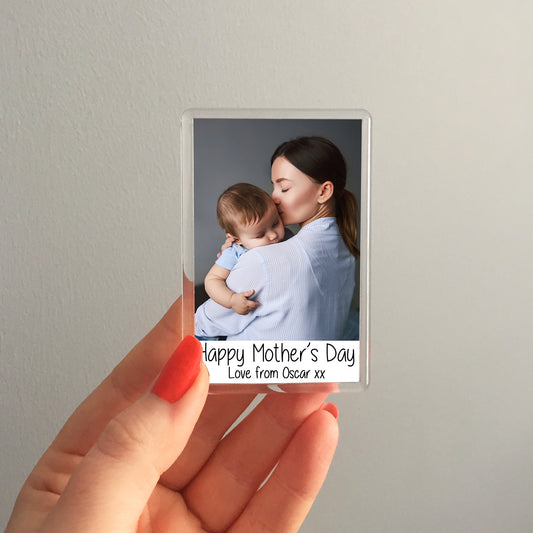 Personalised Happy Mother's Day Love From Name Magnet - Mother's Day Personalised Photo Magnet - Any photo - Jumbo X Large 70mm x 45mm Fridge Magnet
