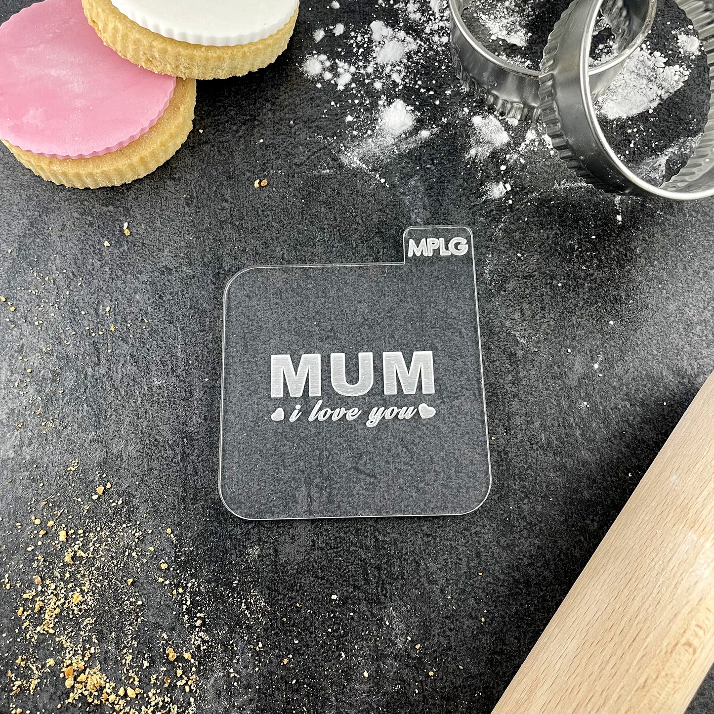 Mum I Love You Icing Stamp Embosser Fondant Happy Mother's Day Stamp for Biscuits, Cookies, Cupcake Topper Decorations Stencil for Mum