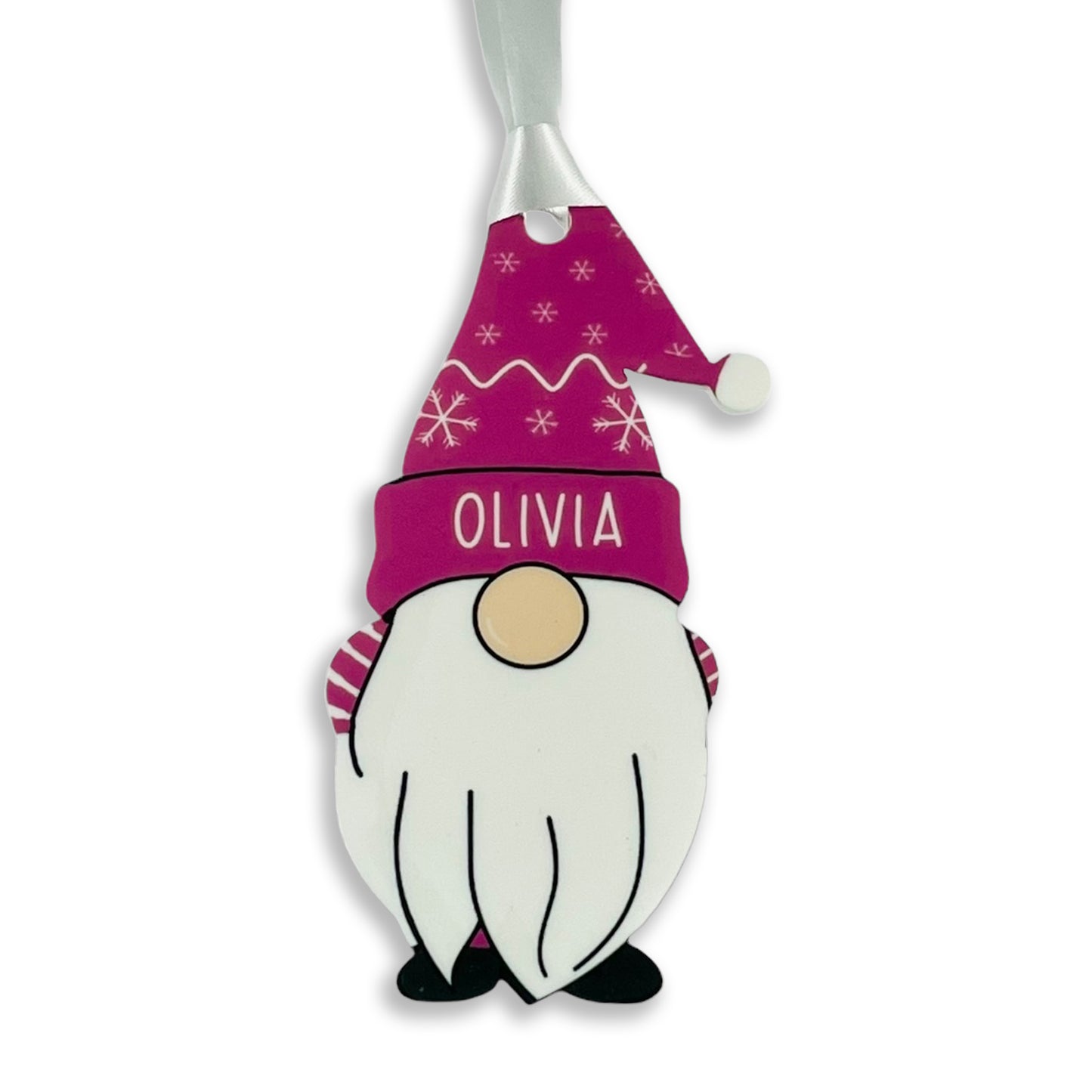 Personalised Christmas Acrylic Gonk Bauble - Choose from four colours - Add any name!