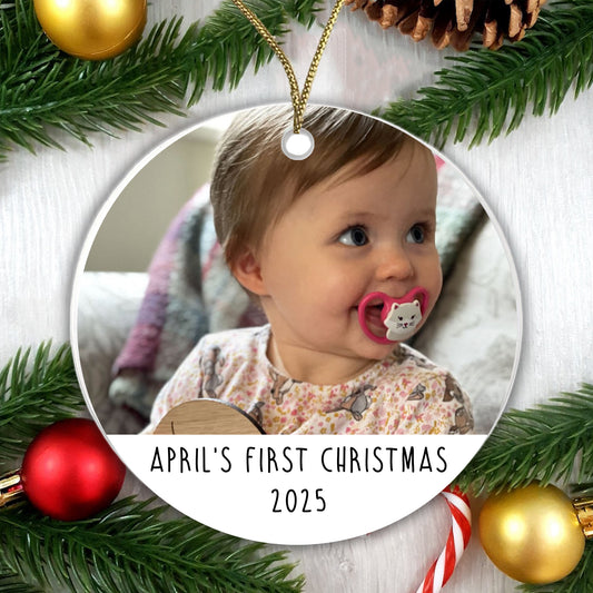 Baby's First Christmas - Photo Bauble - Acrylic or Ceramic