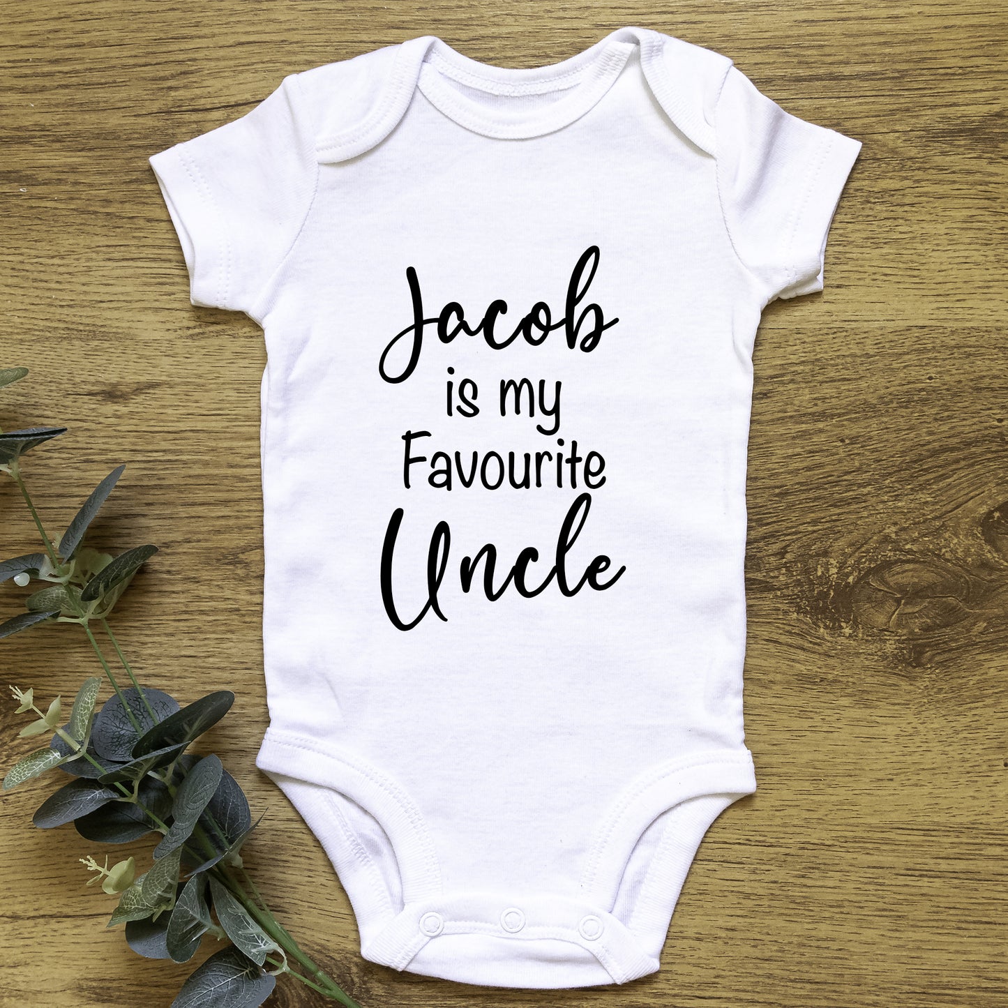 Personalised Name is My Favourite Uncle Baby Grow Vest - New Baby - Baby Announcement