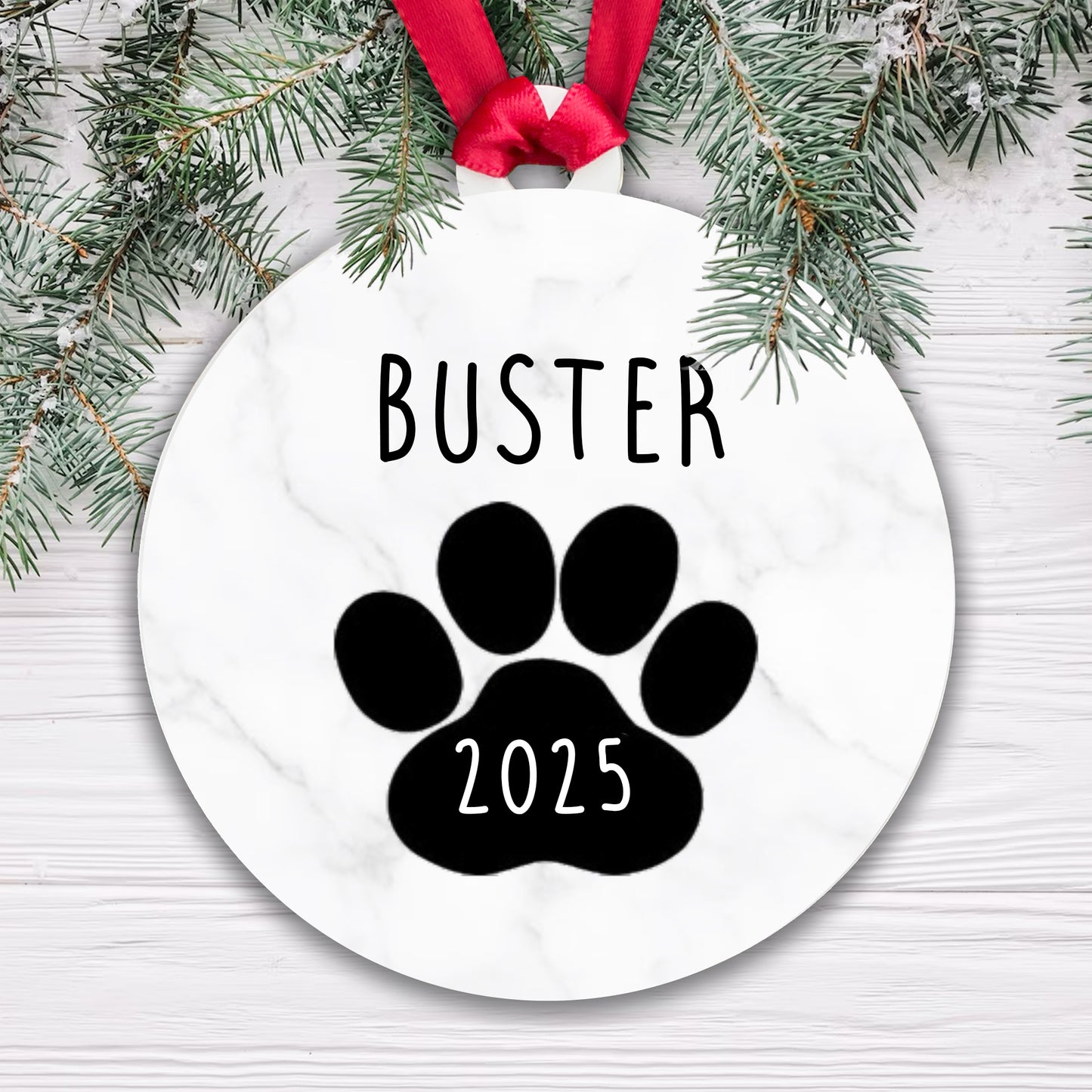 Personalised Acrylic Dog Bauble - Add your name and year!