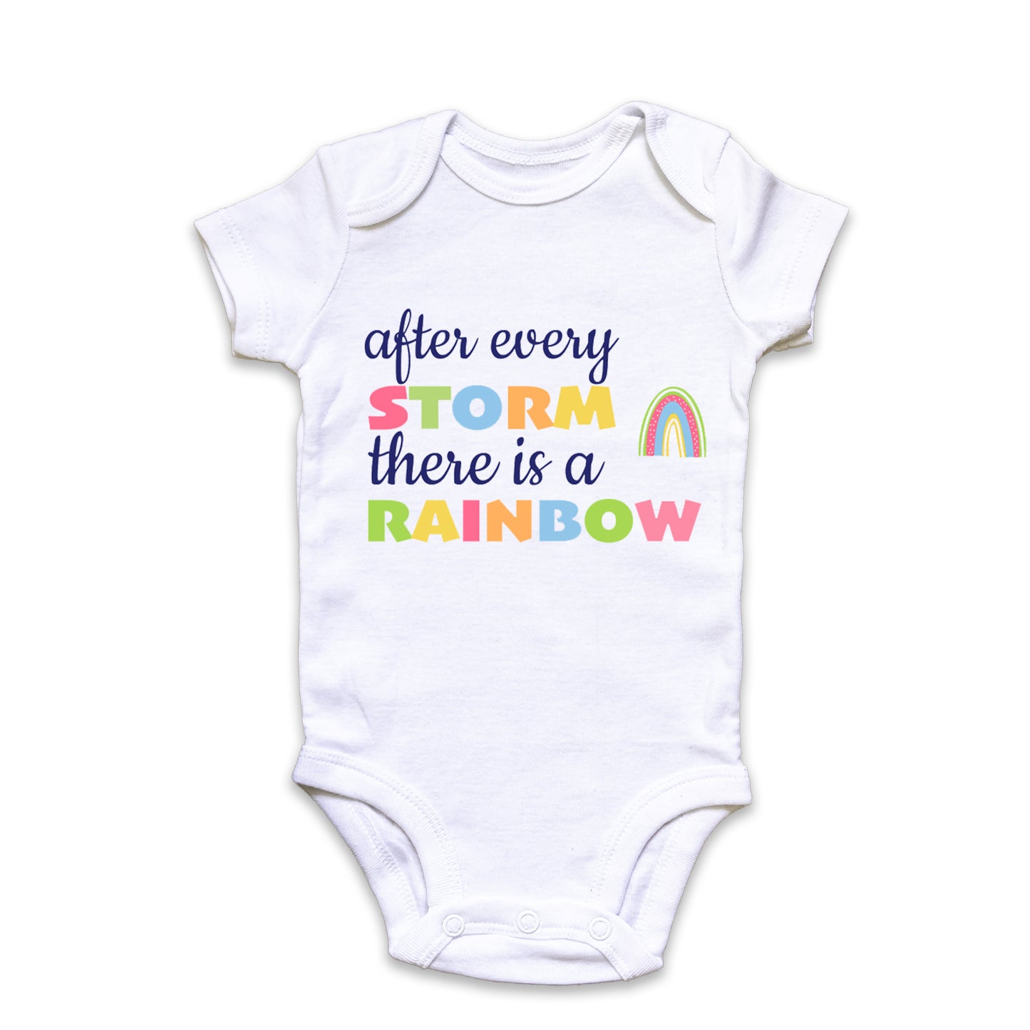 After Every Storm, There Is A Rainbow - Rainbow Baby Announcement Baby Grow Vest - First Outfit - Rainbow Baby