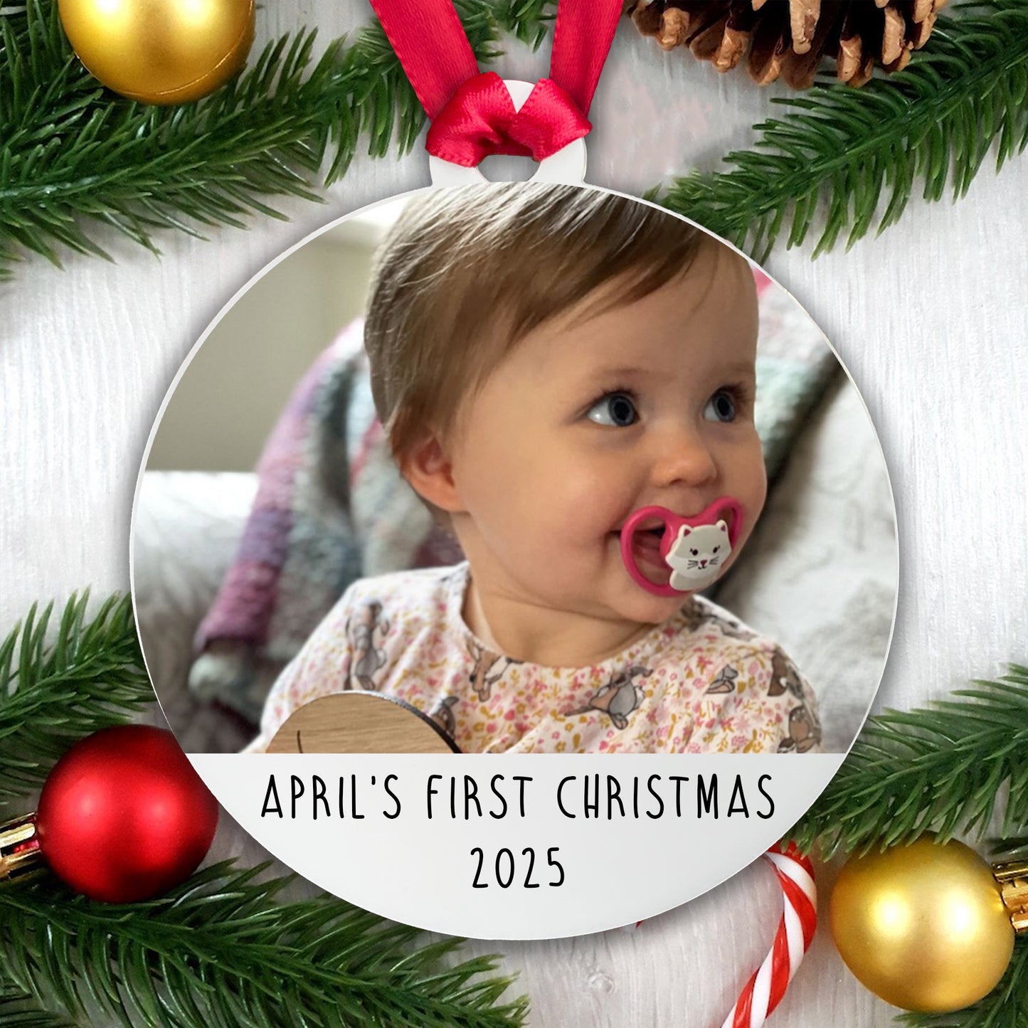 Baby's First Christmas - Photo Bauble - Acrylic or Ceramic