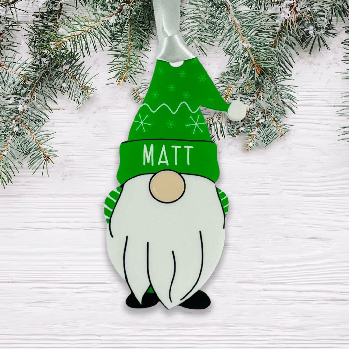 Personalised Christmas Acrylic Gonk Bauble - Choose from four colours - Add any name!