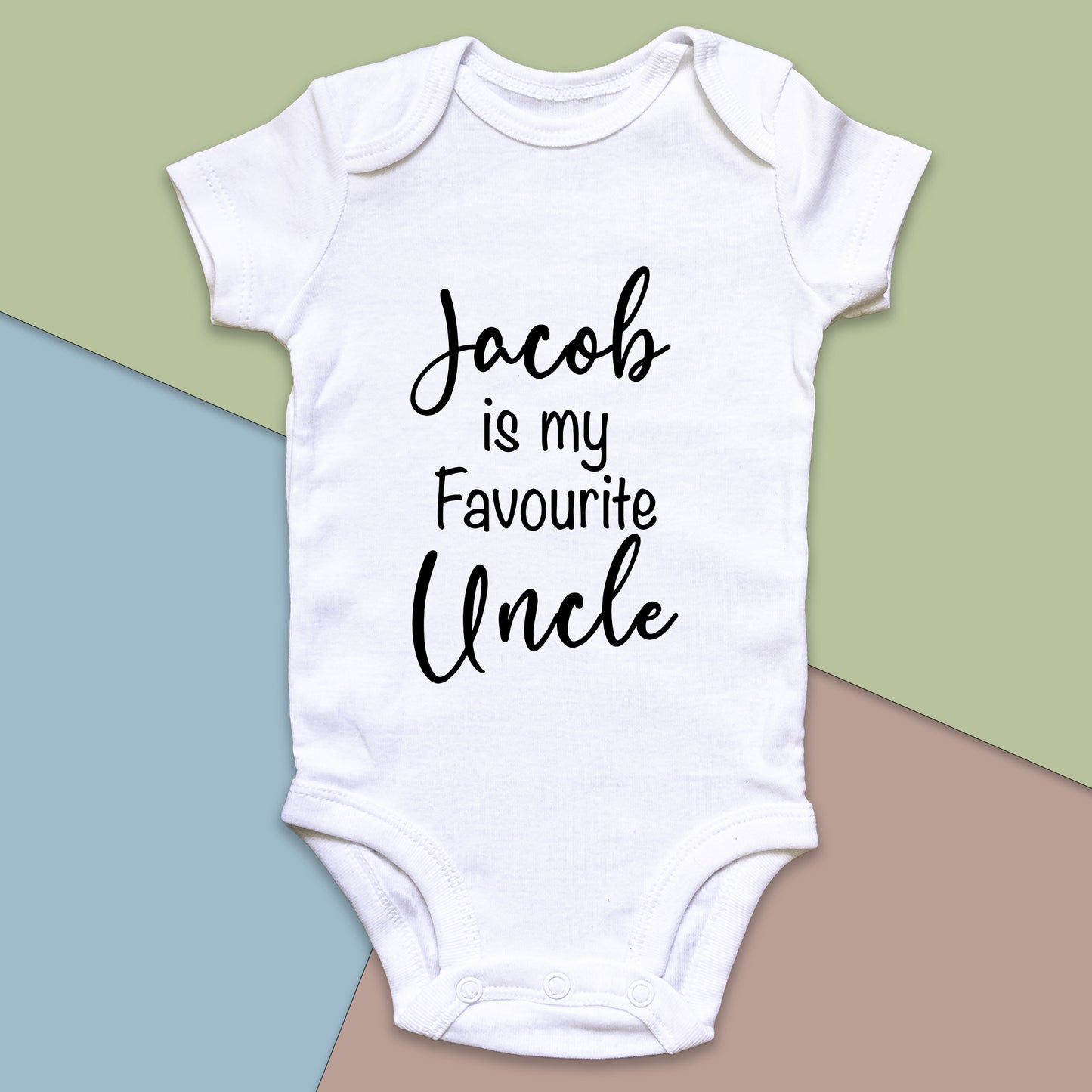 Personalised Name is My Favourite Uncle Baby Grow Vest - New Baby - Baby Announcement