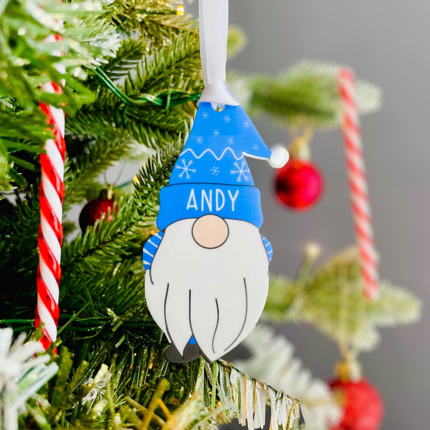 Personalised Christmas Acrylic Gonk Bauble - Choose from four colours - Add any name!