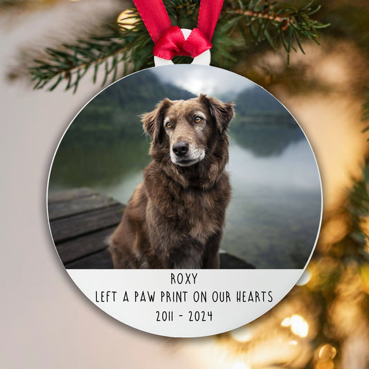Personalised Memorial 'Left a Paw Print' Bauble - Acrylic Dog Photo