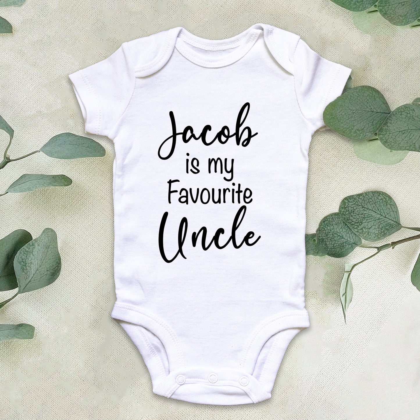 Personalised Name is My Favourite Uncle Baby Grow Vest - New Baby - Baby Announcement