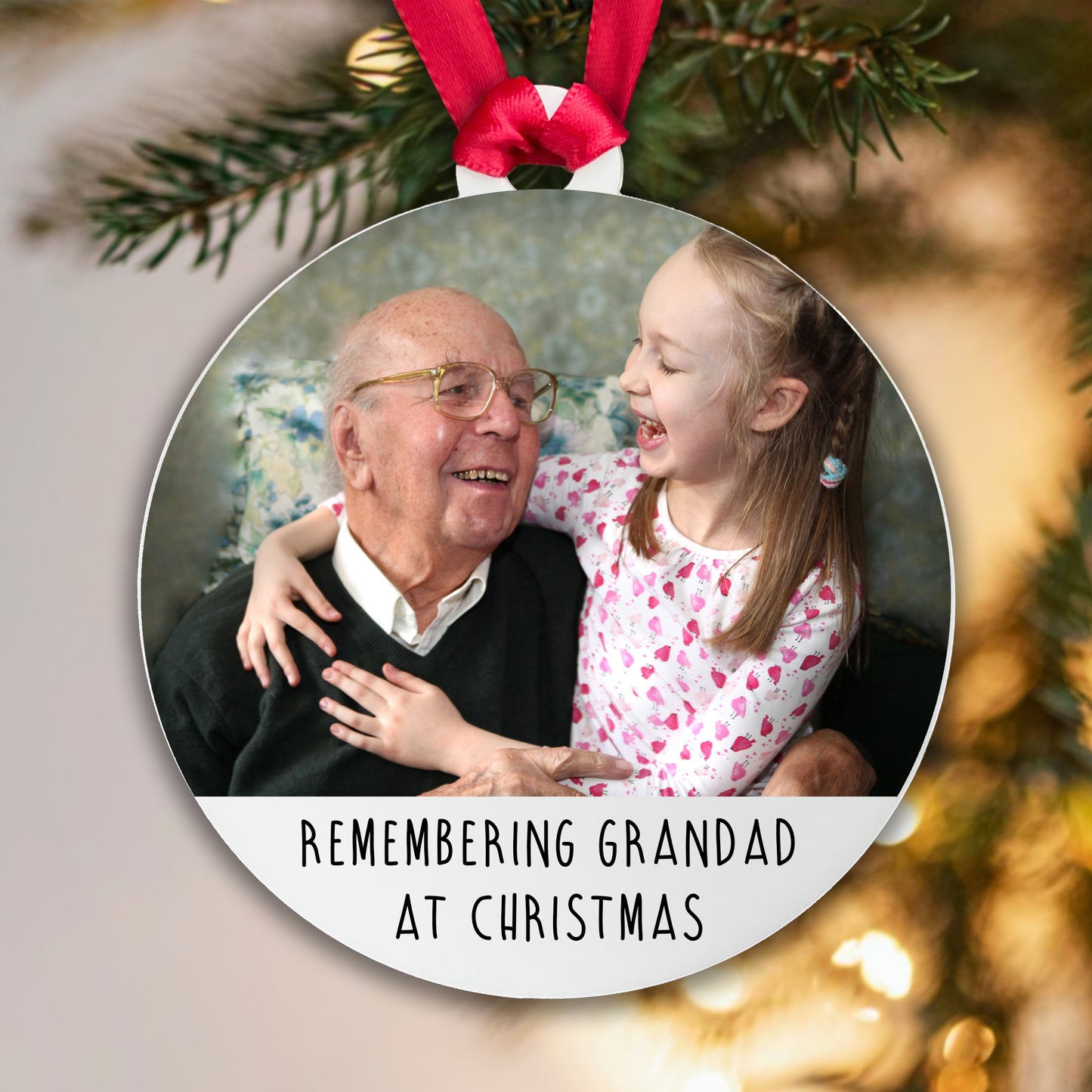 Personalised Memorial Remembering Family at Christmas Bauble - Acrylic Photo