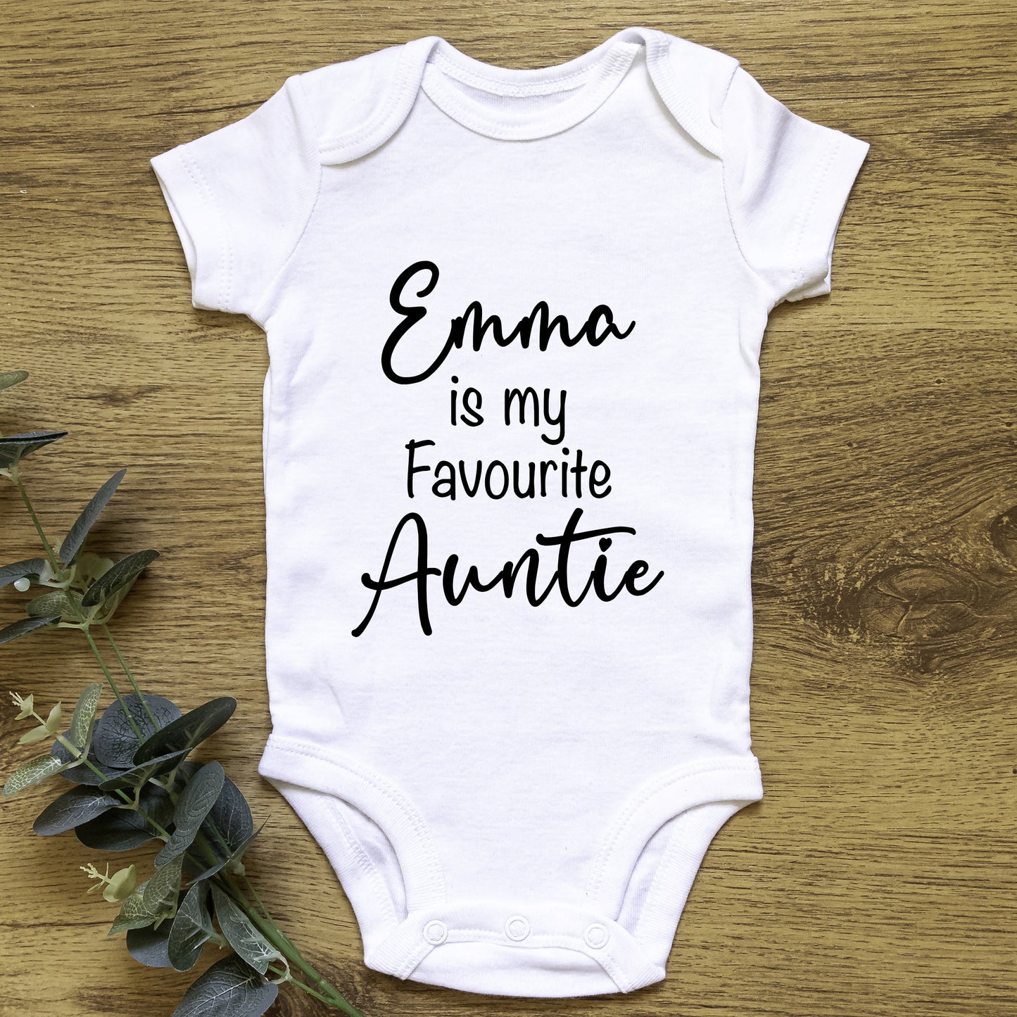 Personalised Name is My Favourite Auntie Baby Grow Vest - New Baby - Baby Announcement
