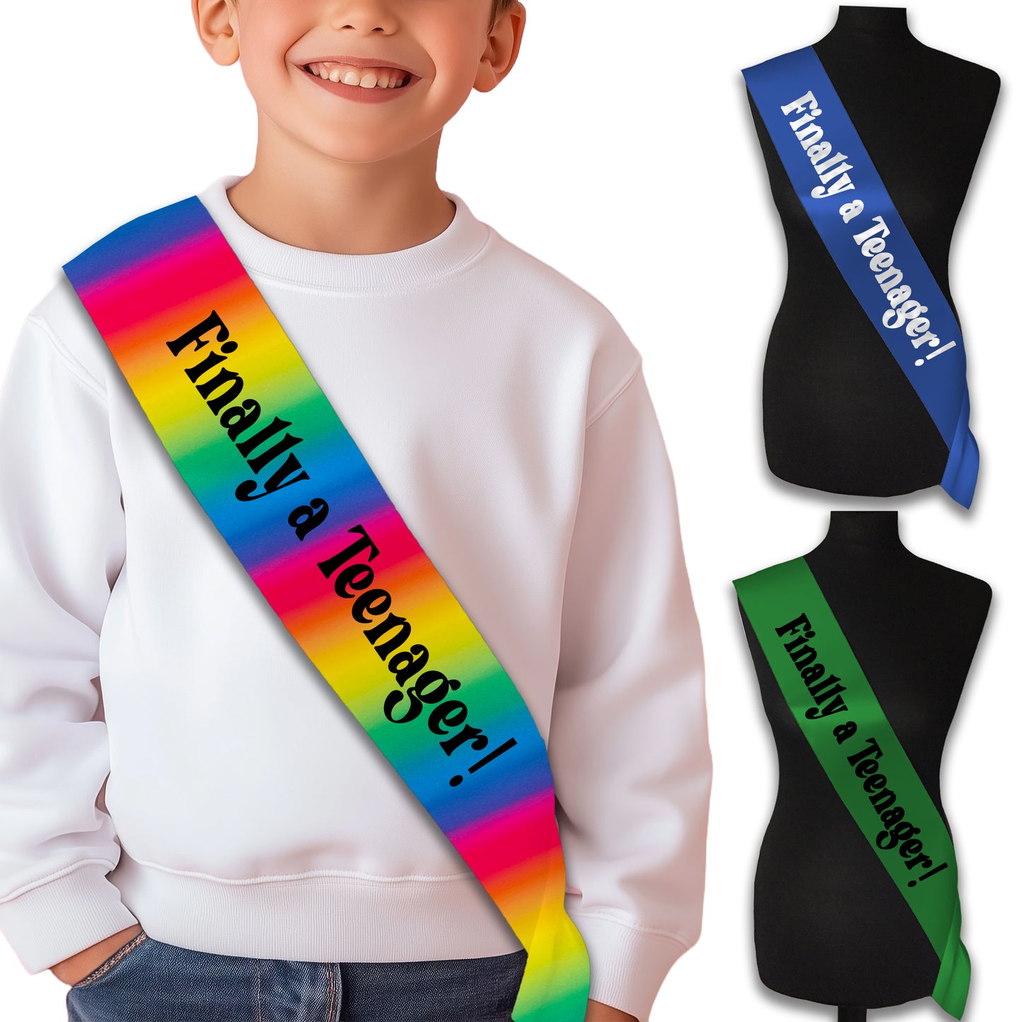 Finally a Teenager! 13th Birthday Sash - 13th Birthday Party - Happy Thirteenth Birthday - Teenager Today - Choose from many colours