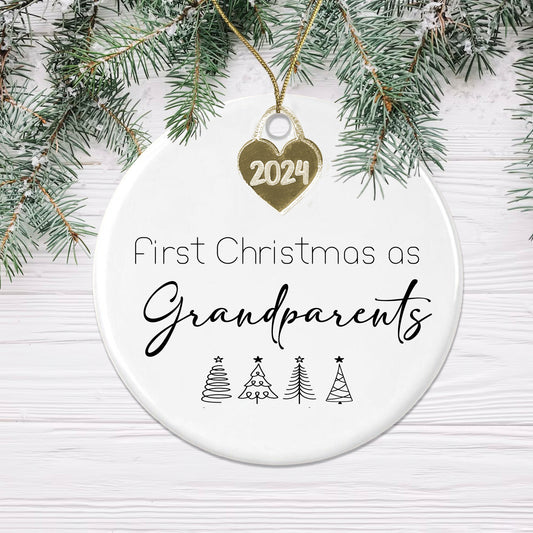 Personalised First Christmas as Grandparents Tree Decoration Bauble | Ceramic - Gift Boxed