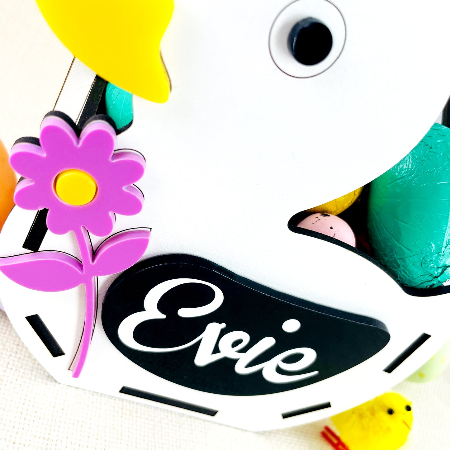 Personalised White Wood Easter Egg Hunt Duck Basket Box - Cute Easter Gift - Easter egg hunt Basket - Spring Duck
