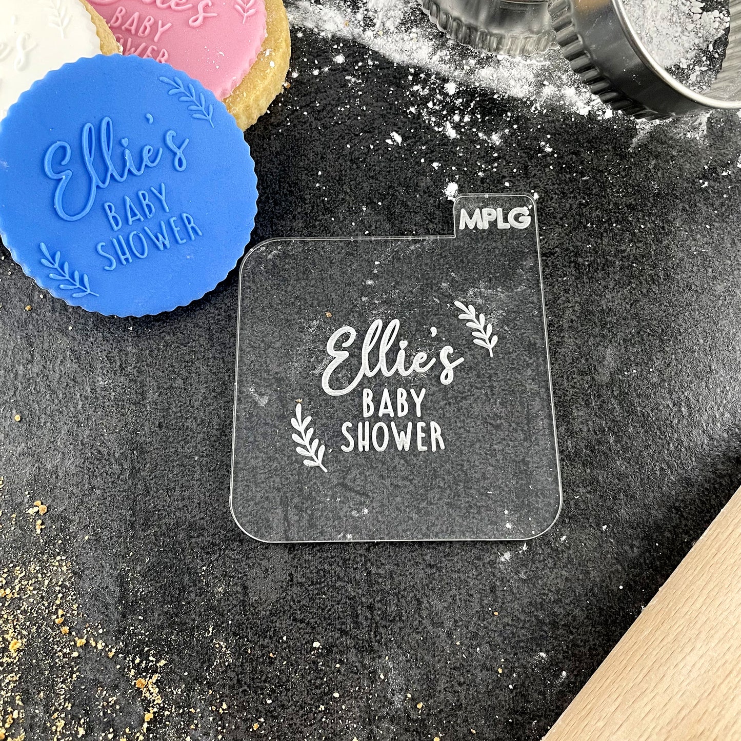 Personalised Baby Shower Icing Stamp Fondant Embosser Stamp for Biscuits, Cookies, Cupcake Topper Decorations Stencil for Baby Shower