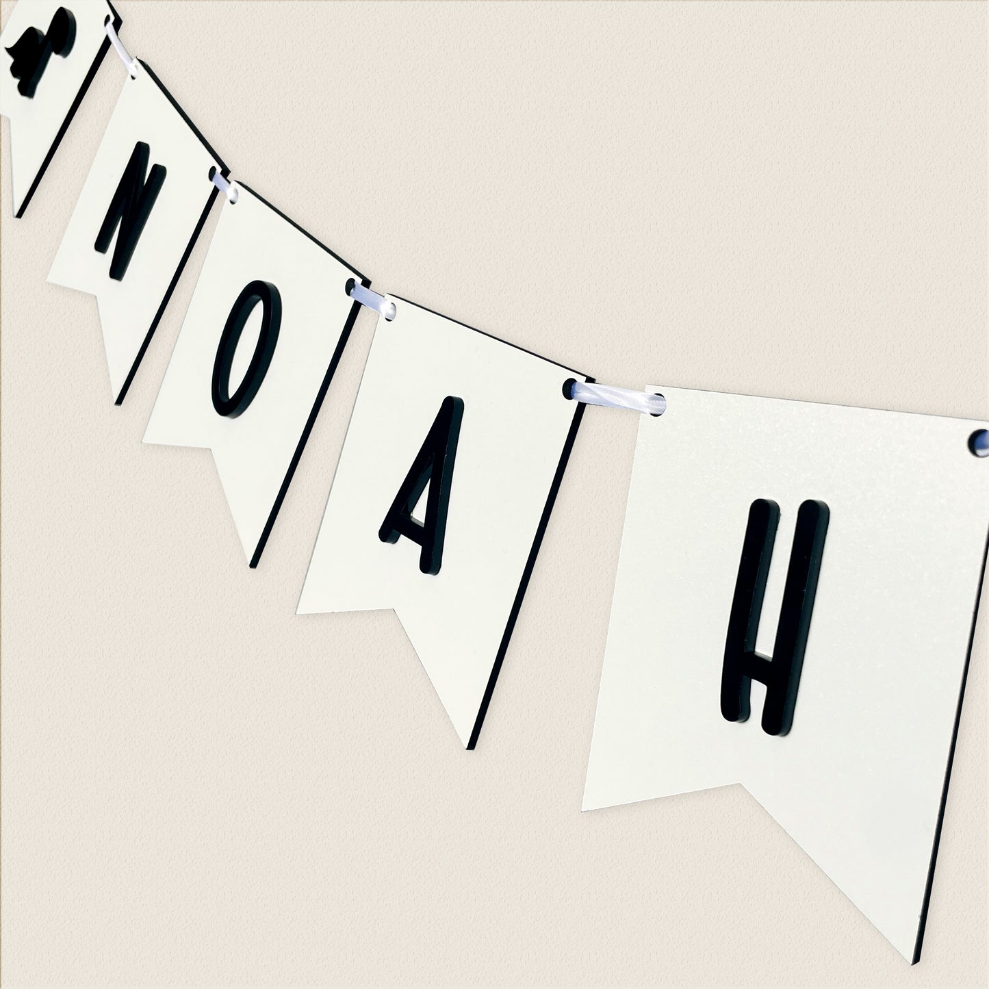Personalised White Wood Name Bunting with Dinosaurs - Nursery or Child's Room Decor - Add any Name!