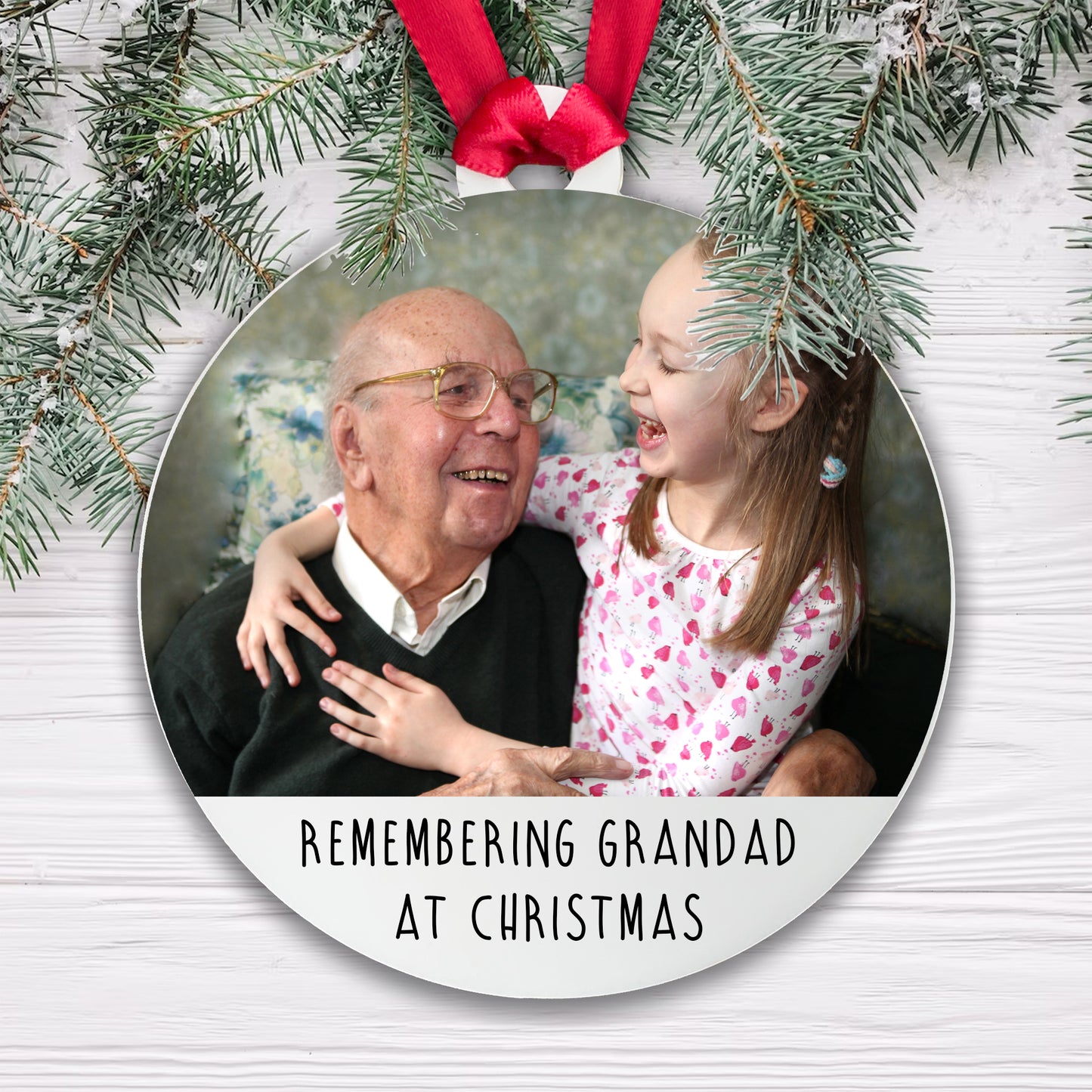 Personalised Memorial Remembering Family at Christmas Bauble - Acrylic Photo