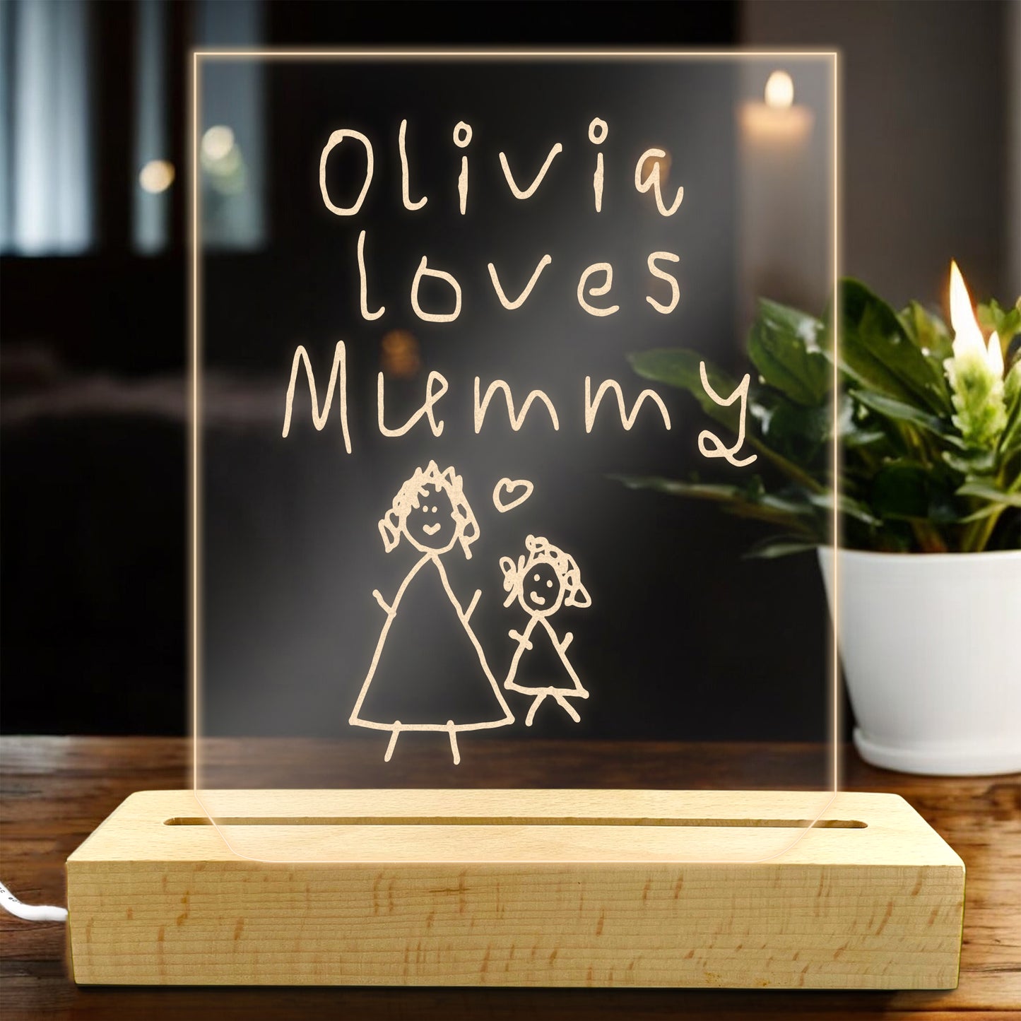 Personalised Mother's Day Acrylic Light - Warm White