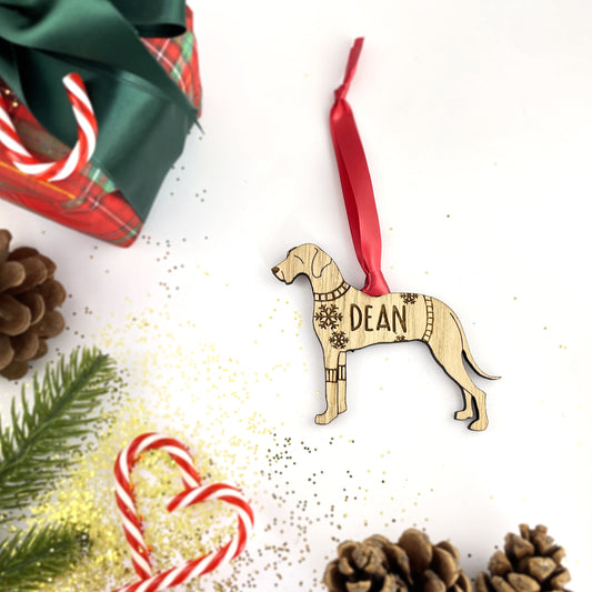 Wooden Dog Bauble JUMPER: Great Dane