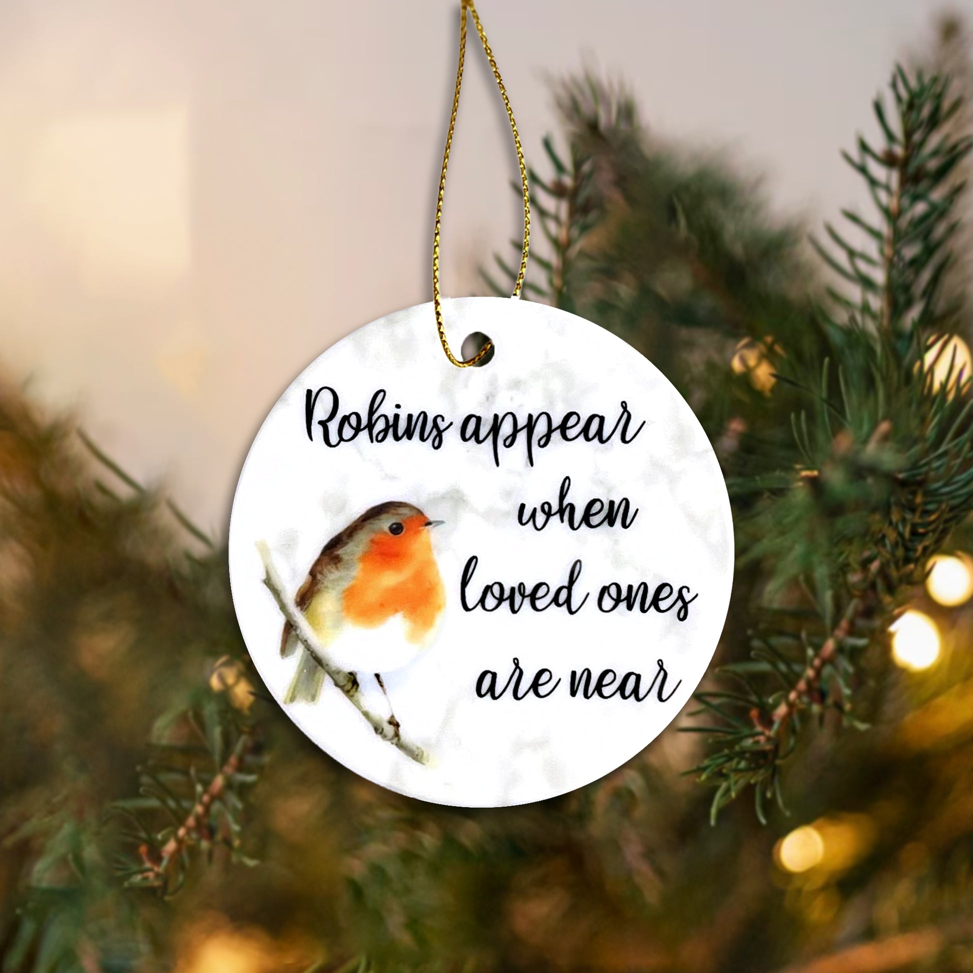 Robin's Appear When Loved One's are Near - Ceramic Christmas Bauble