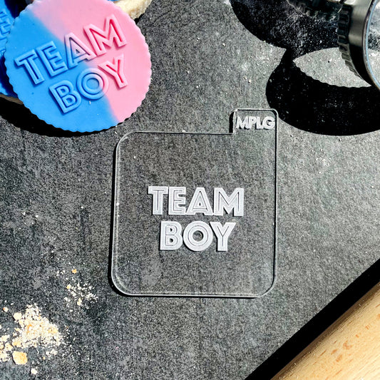 Team Boy Icing Stamp Embosser Stamp Fondant for Biscuits, Cookies, Cupcake Topper Decorations Stencil for Baby Shower Gender Reveal