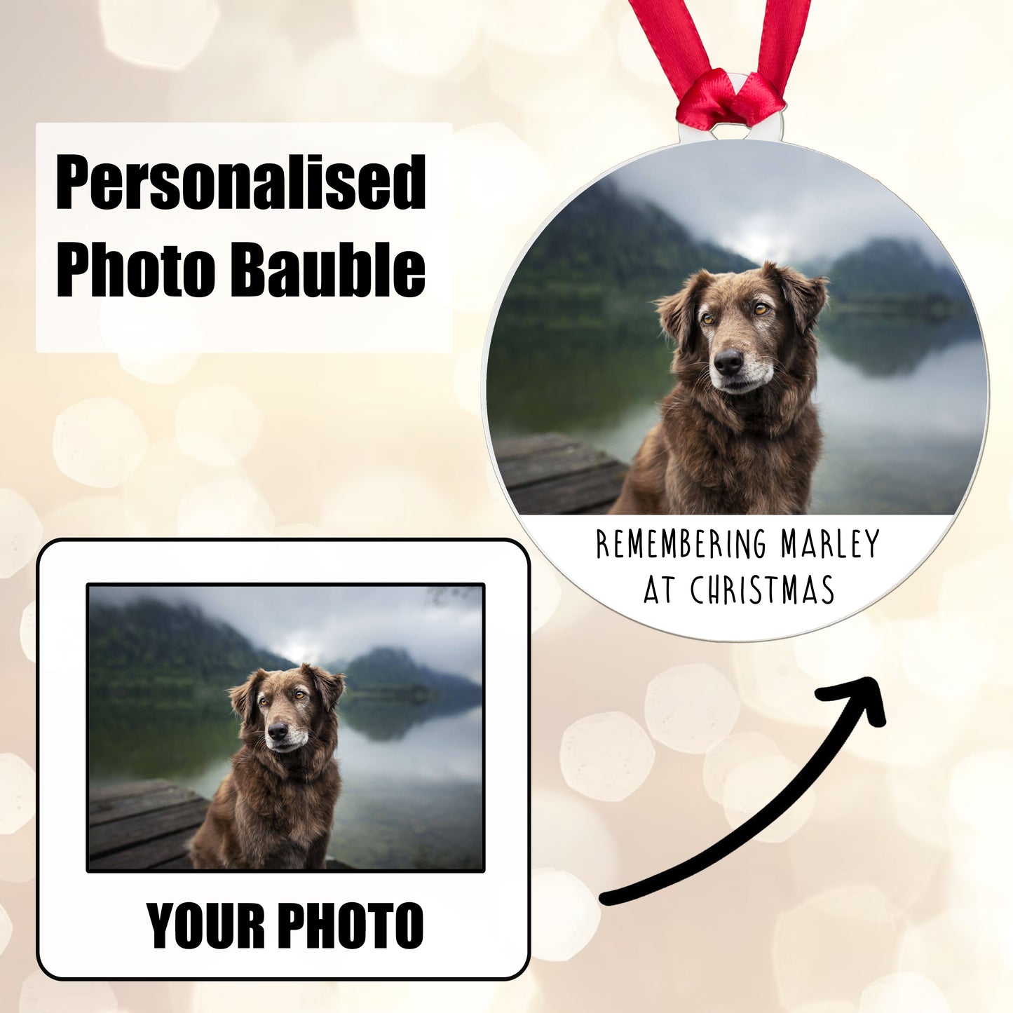 Personalised Pet Memorial Bauble - Remembering Cat Dog at Christmas
