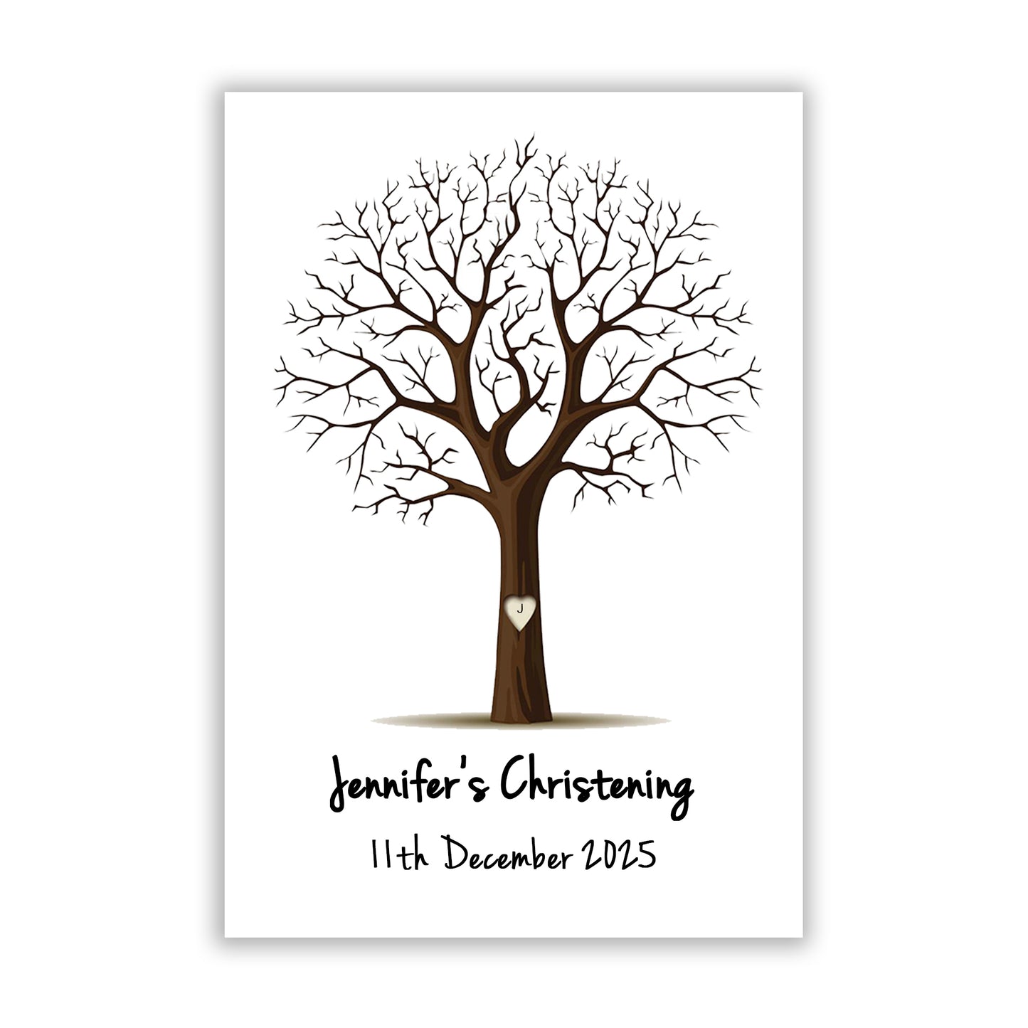 Personalised Christening Print - Finger Print Tree - Option include Frame and Ink Pad - Add your name & Date