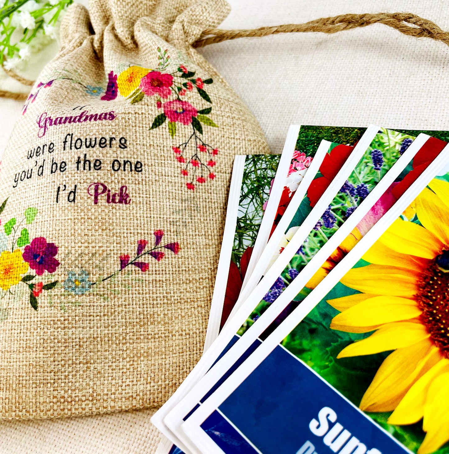 Grandma Gift Flower Seed Bag - If Grandmas were Flowers You'd be The one I'd Pick - Gardening Gift