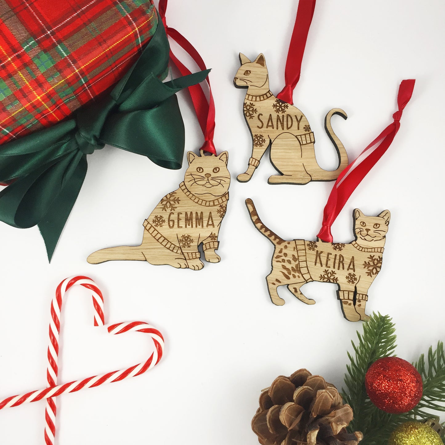 Personalised British Short Hair Cat Christmas Jumper Tree Decoration Bauble