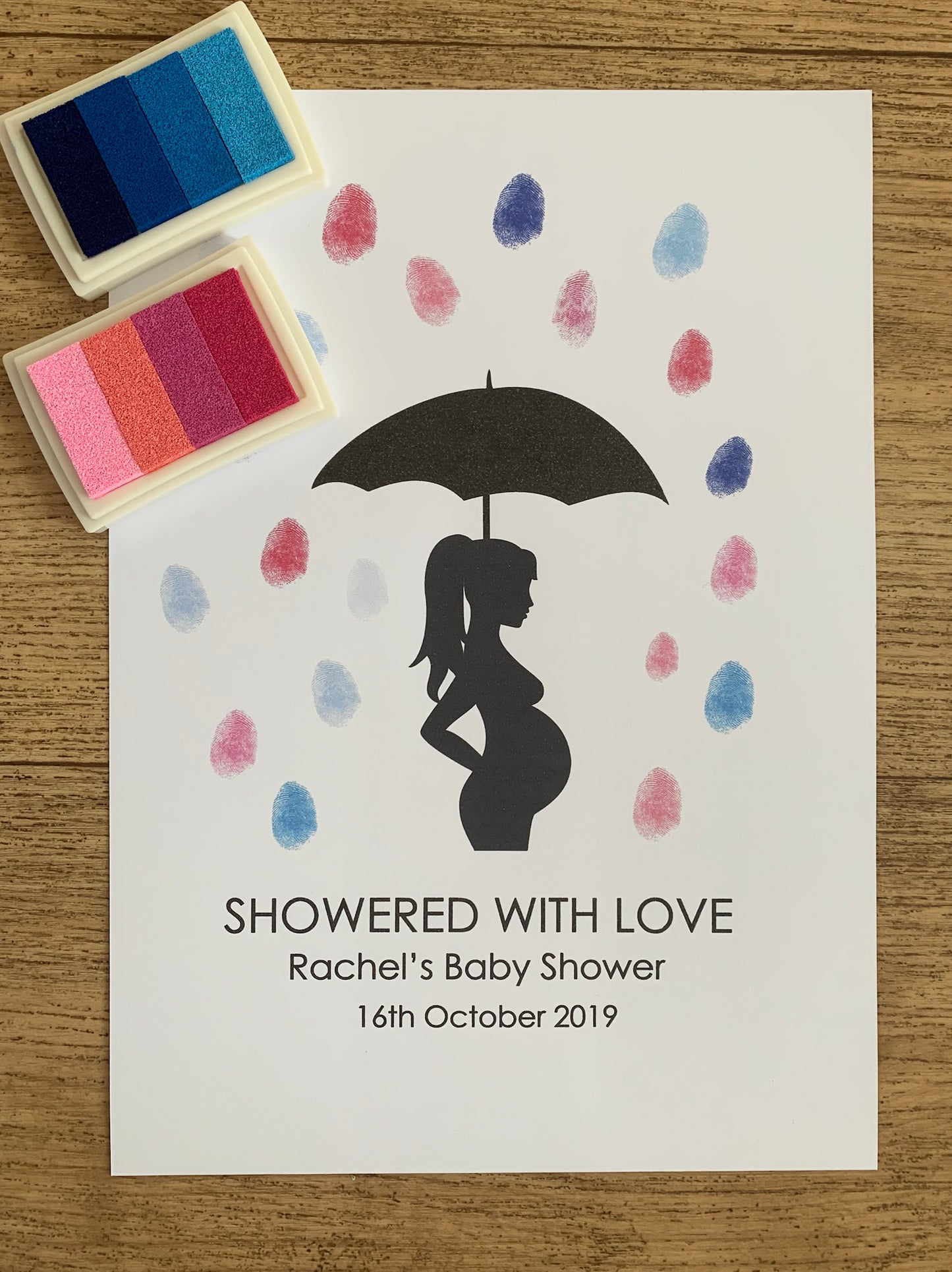 Showered with Love Finger Print Baby Shower Tree