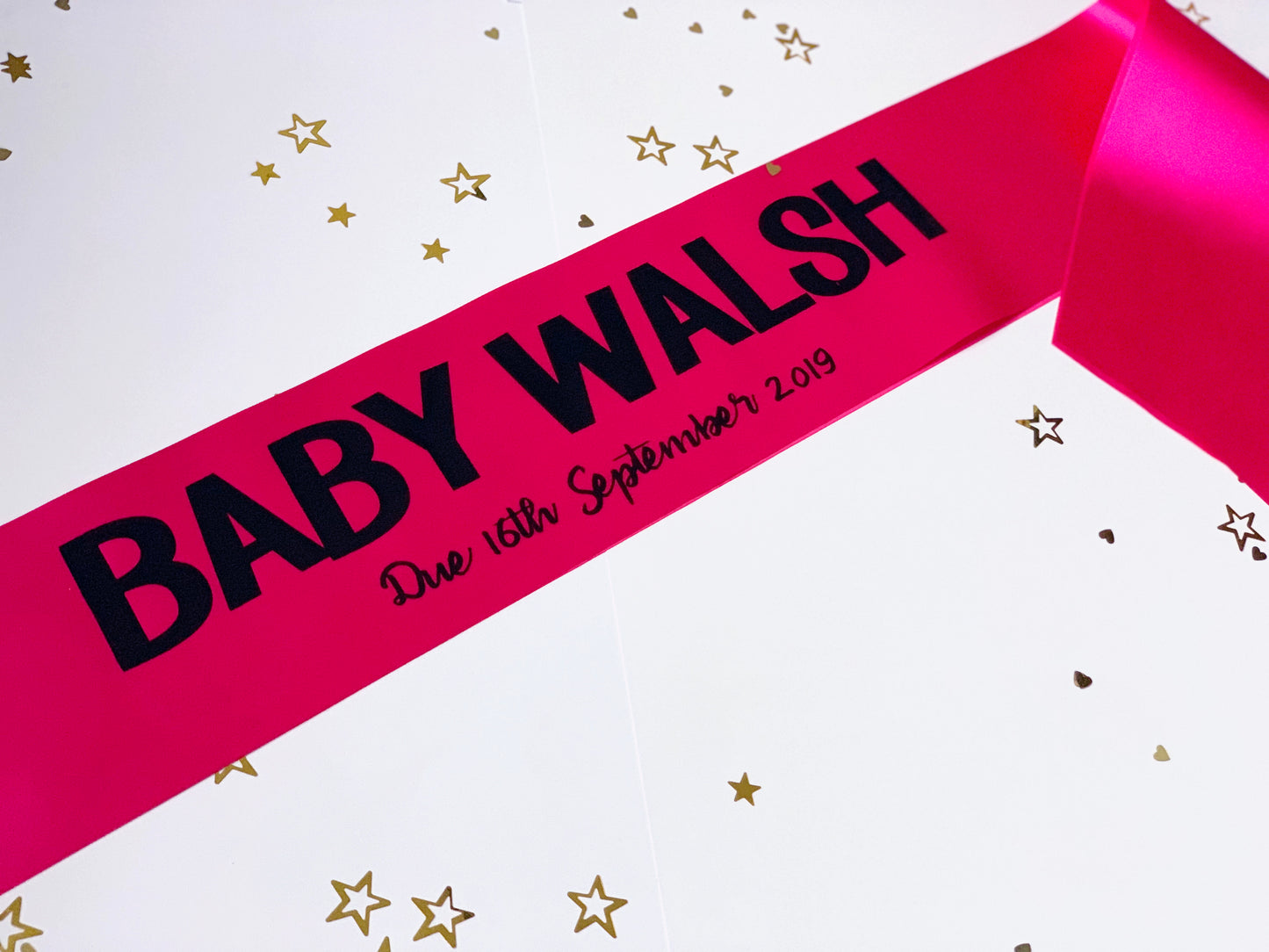 Baby Name Due Date Personalised Baby Shower Sash
