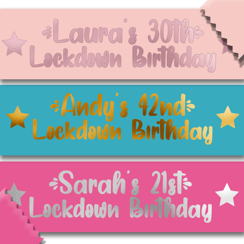 LUXURY Personalised Birthday Banner - Rose Gold Text