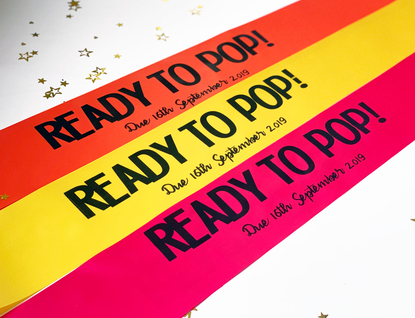 Ready to Pop Due Date Personalised Baby Shower Sash