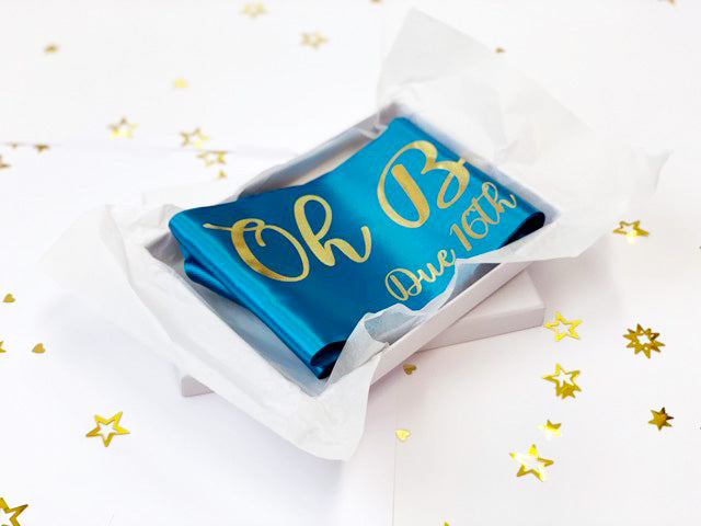 NEW Oh Baby Due Date Personalised Baby Shower Sash