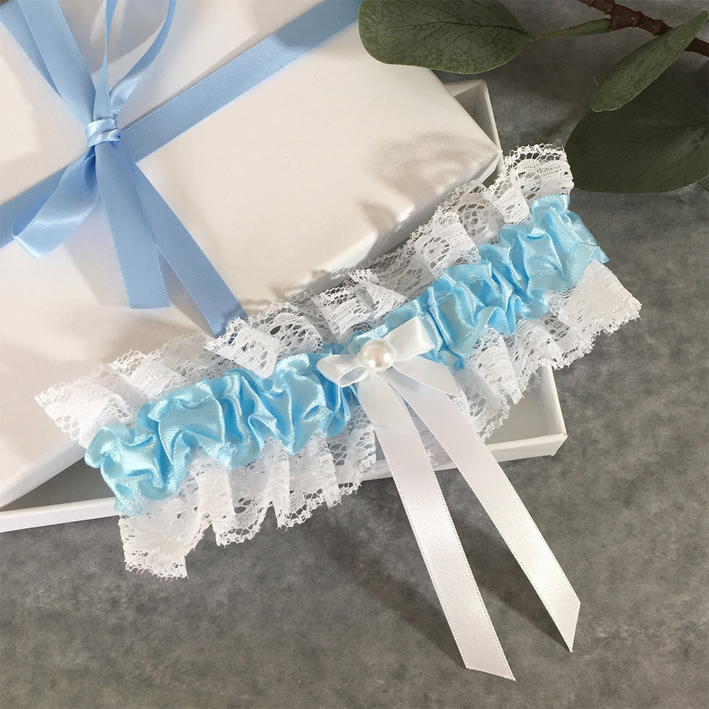 Basic Garter - White & Blue