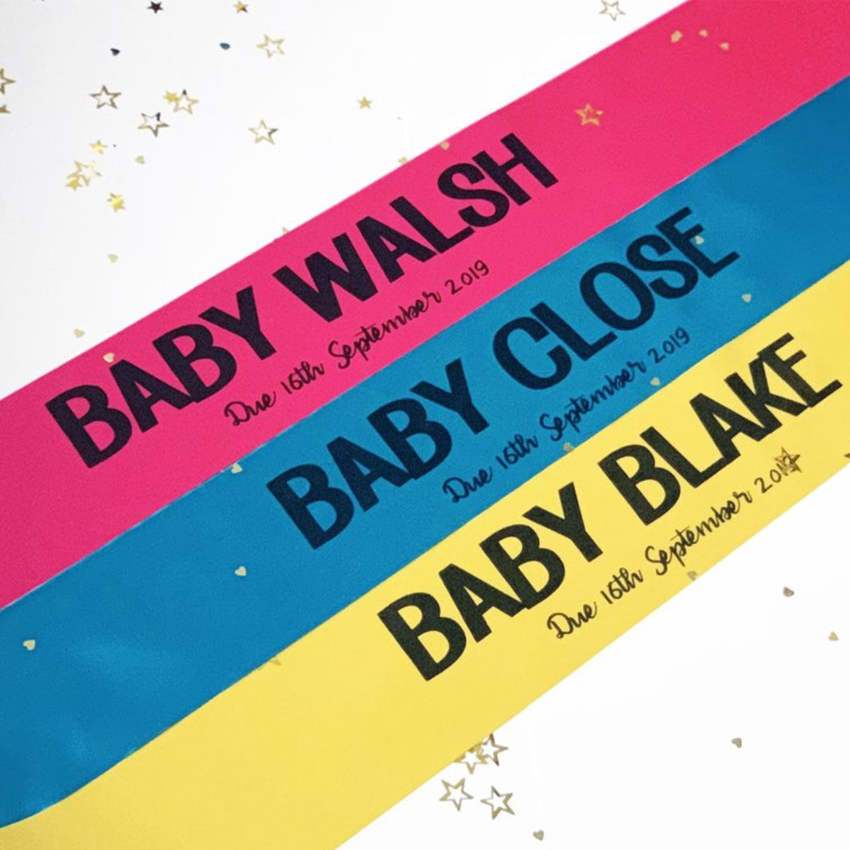 Baby Name Due Date Personalised Baby Shower Sash
