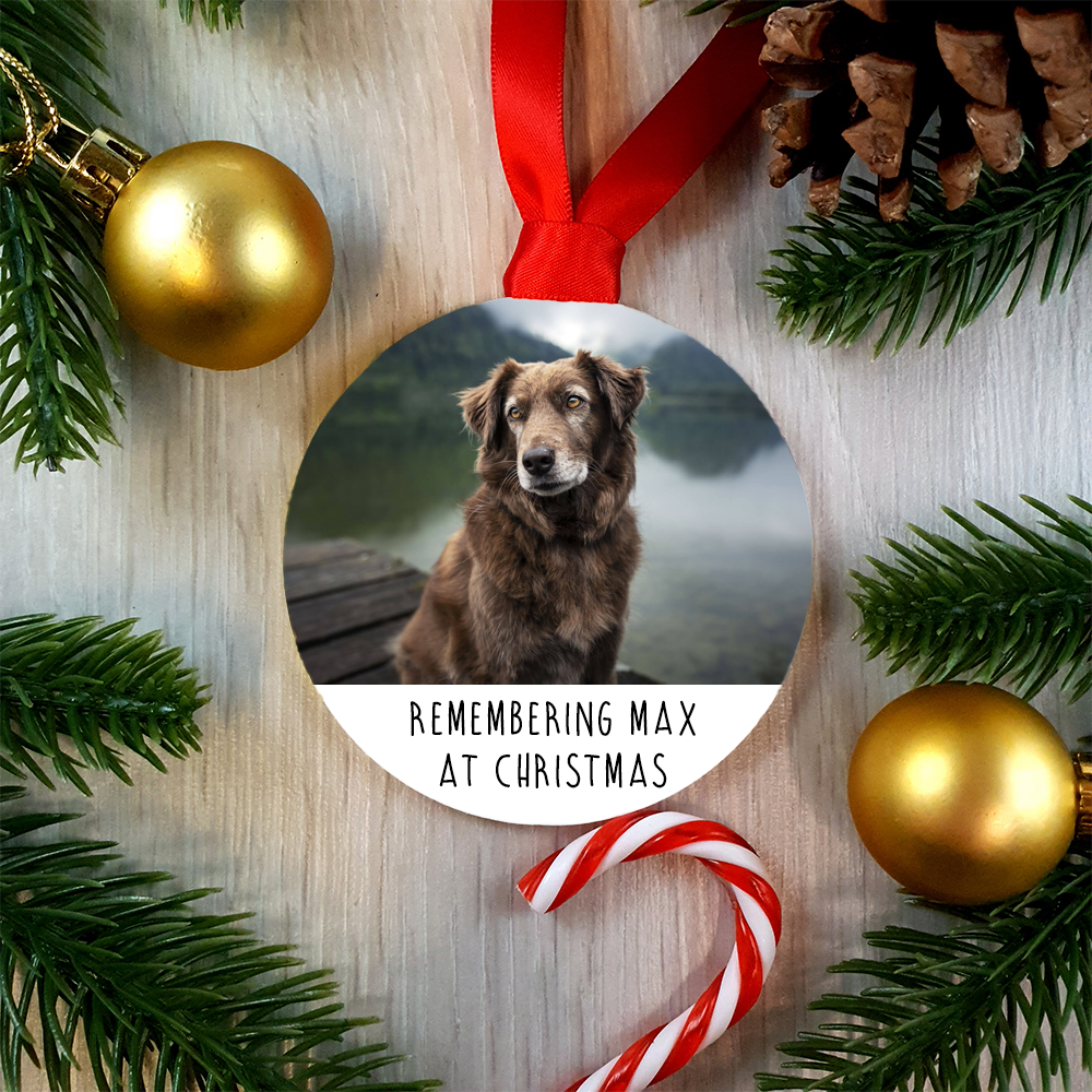 Personalised Memorial Remembering Pet at Christmas Bauble - Acrylic Photo