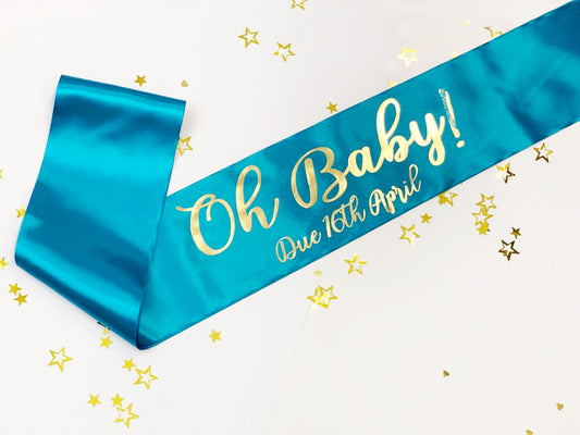 NEW Oh Baby Due Date Personalised Baby Shower Sash